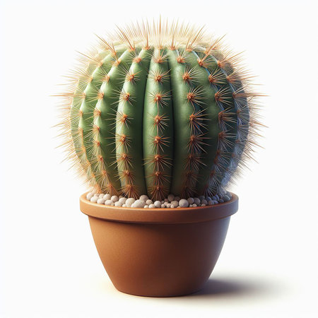 cactus in a pot on a white backgroundの写真素材