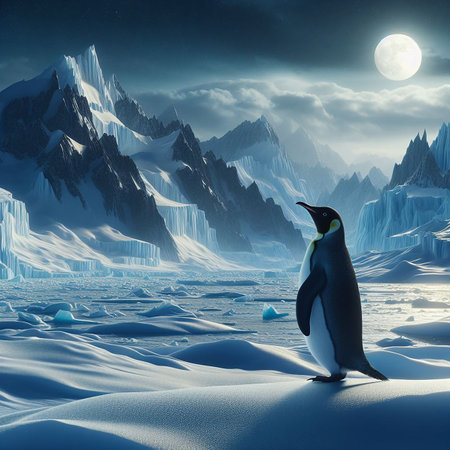 Penguins on the ice, North Poleの写真素材