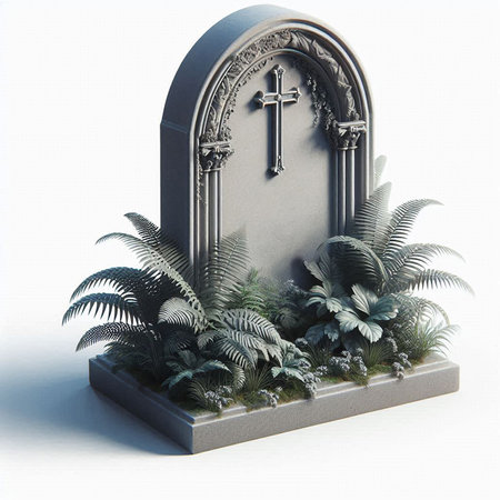 gravestone, stone marker, white backgroundの写真素材