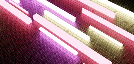 Neon light bar background laser bar 3D illustration