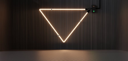 Floor and walls with neon light bulbs, stage