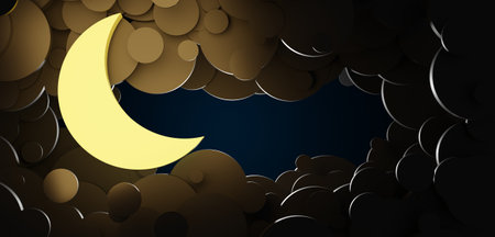The moon in a cloudy sky 3D illustration