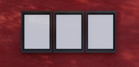 Background photo frame on wall 3D illustrationの写真素材