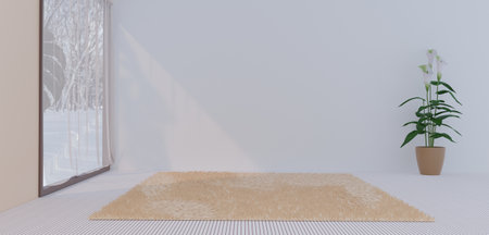 A room with a window an open room light shining into the room 3D illustrationの写真素材