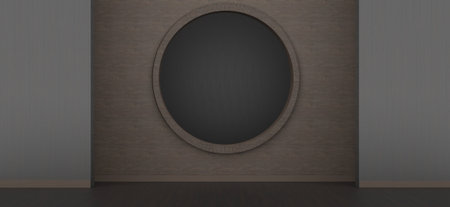 Stage backdrop background wooden wall wood floor 3D illustrationの写真素材