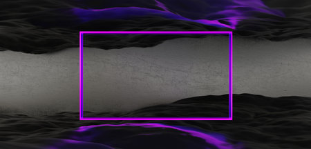 empty frame floating on the waves 3D illustrationの写真素材