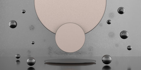 Circular glass podium, Circular stage, Circular podium base, clear glass backdrop 3D illustration