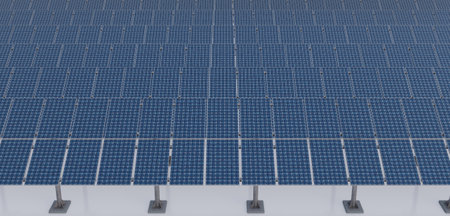 solar cell, solar energy, white background electricity generation clean energy 3D illustrationの写真素材