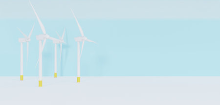 wind turbine, renewable energy, power generation, clean energy, 3d illustration