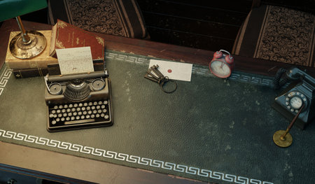 Typewriter, Typewriter Desk, Old Desk, 3D Illustration