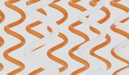 Coil, spring, wavy lines, curves, background, abstract, 3D illustrationの写真素材