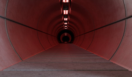 Future tunnel, sci fi spaceship corridor, science fiction background, technology tunnel corridor, 3d renderの写真素材