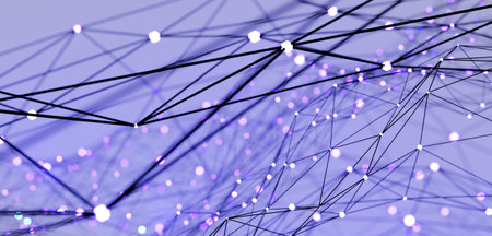 Geometric abstract background. Digital technology network connection concept. Polygonal space with...