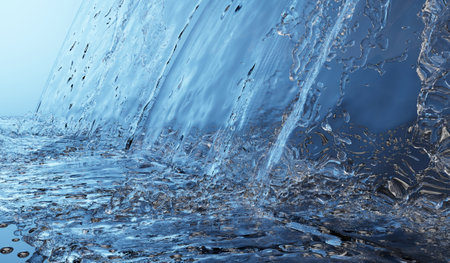 Pouring water, splashing water, splashing water 3d render