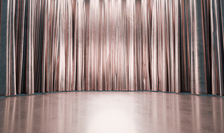 Hall and curtains, luxury stage, curtain scene, 3D illustrationの写真素材
