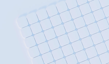 Abstract square background, curved corners, rectangles, 3D rendering.