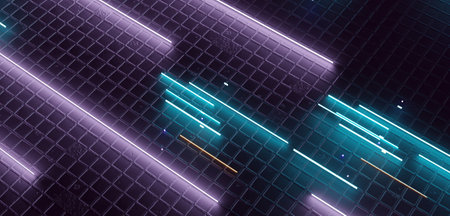 Floor and laser bar, neon lights, 3D illustrationの写真素材