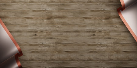 Background, wooden floor and ribbon, 3D illustrationの写真素材