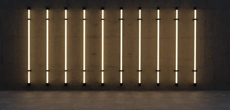 Floor background, neon lights, neon lights, room, lights, 3D illustrationの写真素材