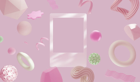 Profile picture frame Social media with geometric shapes 3D illustrationの写真素材