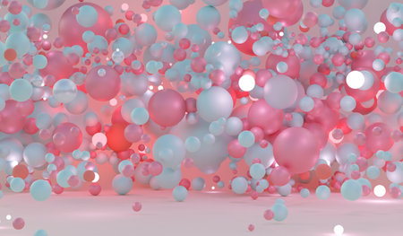 Abstract ball background, multicolored, balloon backdrop, 3D illustration