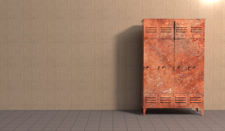 Storage cabinet, locker, steel cabinet, 3D illustrationの写真素材