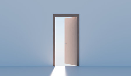 door ,open door ,light ,light ,door  3d illustrationの写真素材