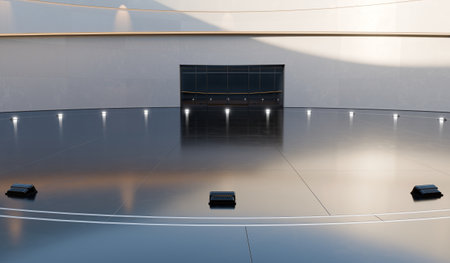 Modern hall, curved stage, 3D illustrationの写真素材
