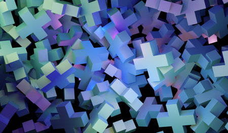 Plus sign, cube background, abstract, 3D illustration
