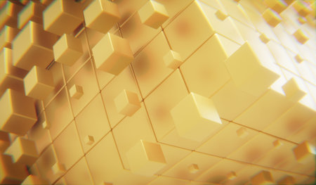 Cube, Square, Pixel, Abstract Background, 3D Illustrationの写真素材