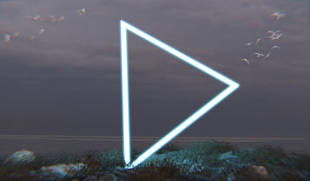 Neon frame glowing, nature background, technology,abstract, background,3D illustrationの写真素材
