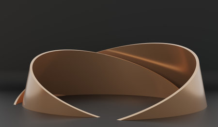 Circle podium background, curves, circles, lines, 3D illustrationの写真素材