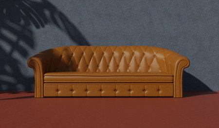 Antique sofa, buttoned leather cushion, old fashioned seatの写真素材
