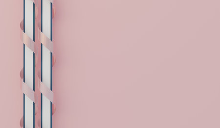 Ribbon background, paper texture and ribbon, 3D illustrationの写真素材