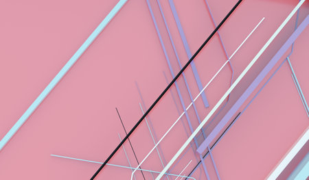 Technology lines, modern, multicolored, abstract background, 3D illustrationの写真素材