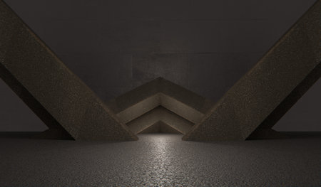 Hall and pillars, dark background, entrance hall, 3D illustrationの写真素材