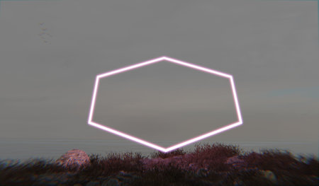 Neon frame glowing, nature background, technology,abstract, background,3D illustration