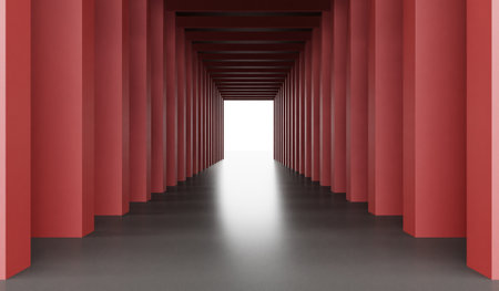 Square corridor, long passage, square tunnel, 3D illustrationの写真素材