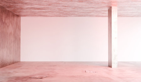 Empty room with cement wall, room with lightの写真素材