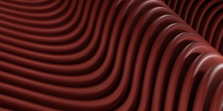 Abstract curve background, wavy lines wallpaper, red, 3D illustrationの写真素材