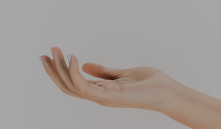 Hand, hand gesture, right hand, white background, 3D illustrationの写真素材