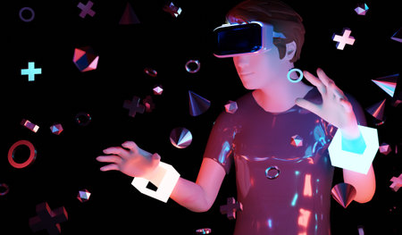 VR glasses VR games Virtual reality 3D illustrations