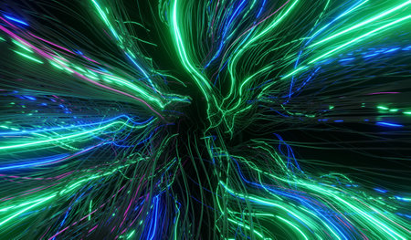 Abstract laser light lines, neon colors, abstract background, modern, 3D illustration