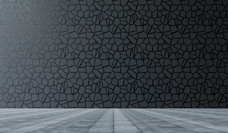 Background, backdrop, stone floor, glossy wall, 3D illustrationの写真素材