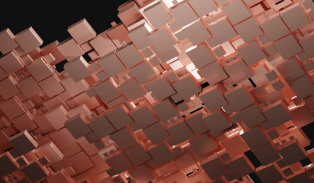 Shiny cubes, abstract square background, 3D illustration