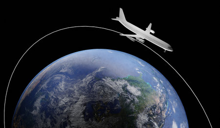 Travel by plane, globe, continent, travel, 3D illustration