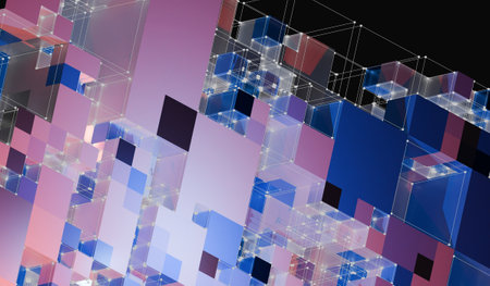 Abstract square background, grid, cube, 3D illustration