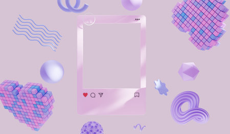 Profile frame, social network, background, 3D illustration