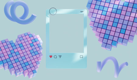 Profile frame, social network, background, 3D illustrationの写真素材