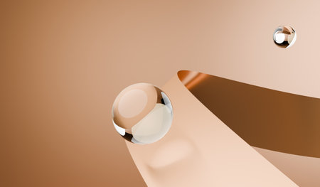 Ribbon and marble background, abstract, 3D illustrationの写真素材